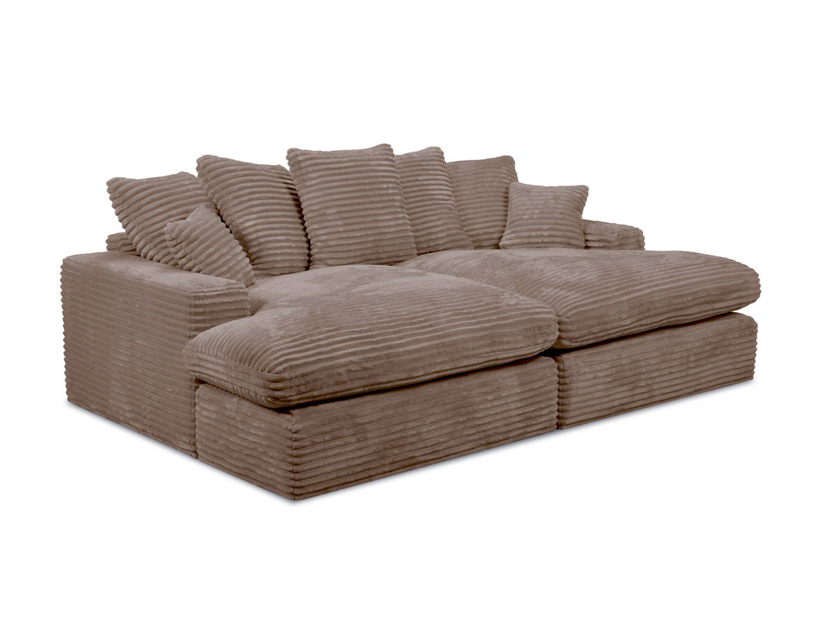 Canapé 3 places causeuse avec assise profonde NEVADA gros côtelé doux taupe — vue 6