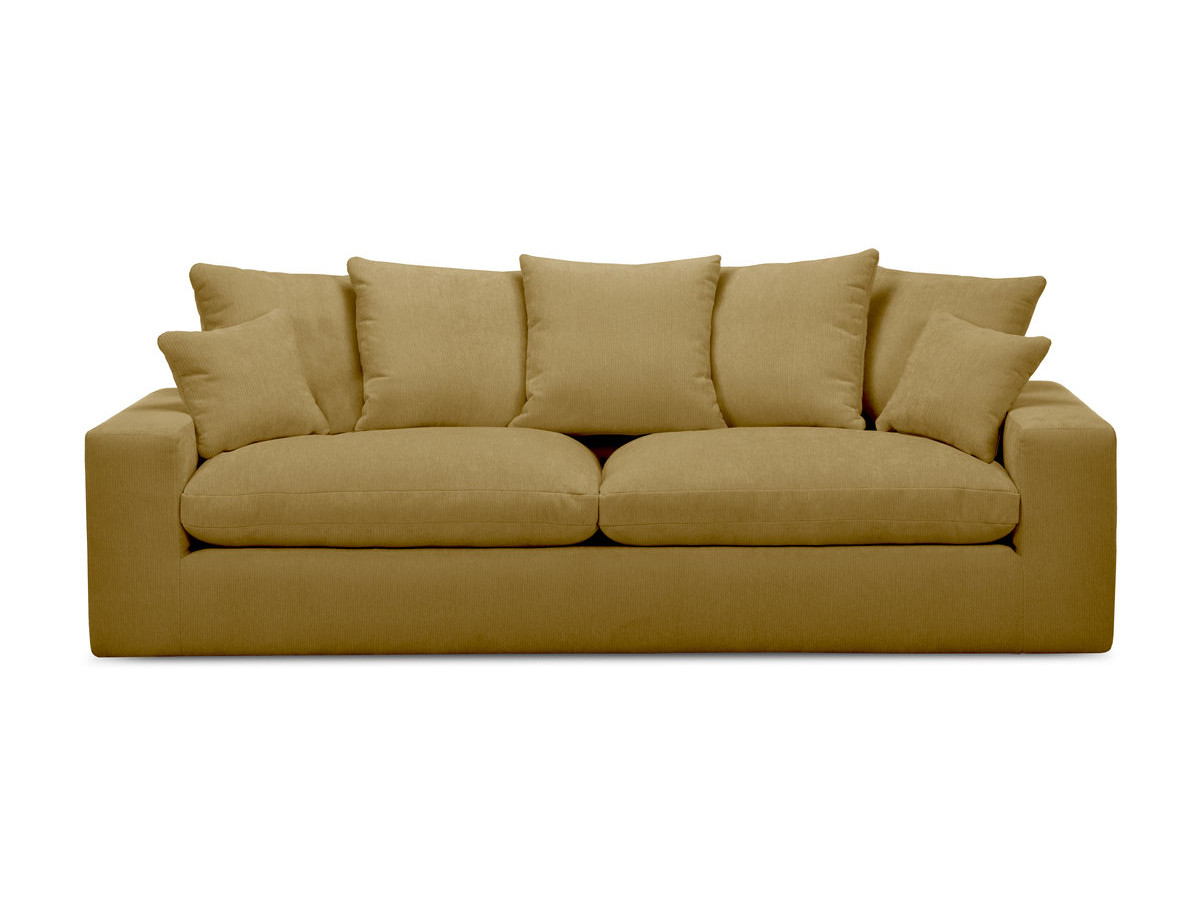 sofa prosta 3-osobowa nierozkładana nevada gładka tkanina kolorowy żółty