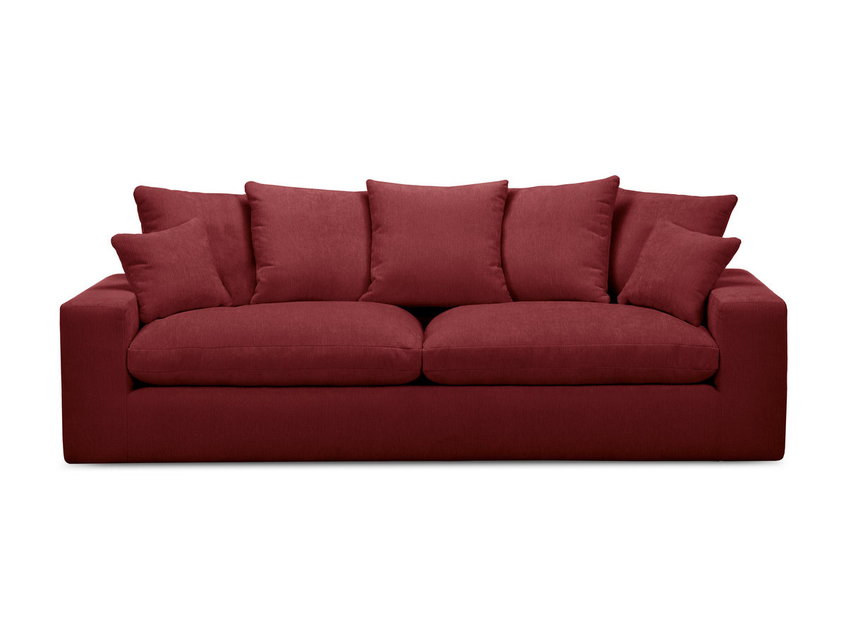 sofa prosta 3-osobowa nierozkładana nevada gładka tkanina kolorowy czerwony