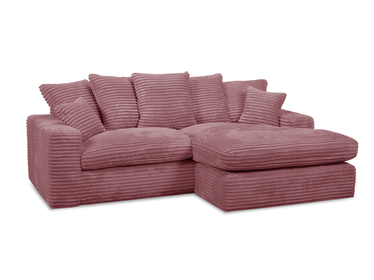 Canapé d'angle réversible compact NEVADA gros côtelé doux rose — vue 6