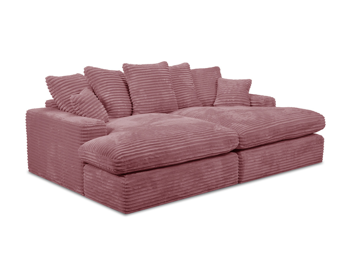 Canapé 3 places causeuse avec assise profonde NEVADA gros côtelé doux rose — vue 6