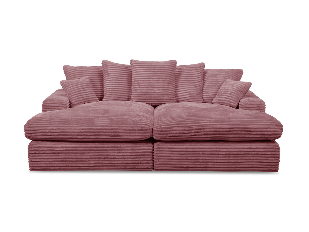 Canapé 3 places causeuse avec assise profonde NEVADA gros côtelé doux rose — vue 3