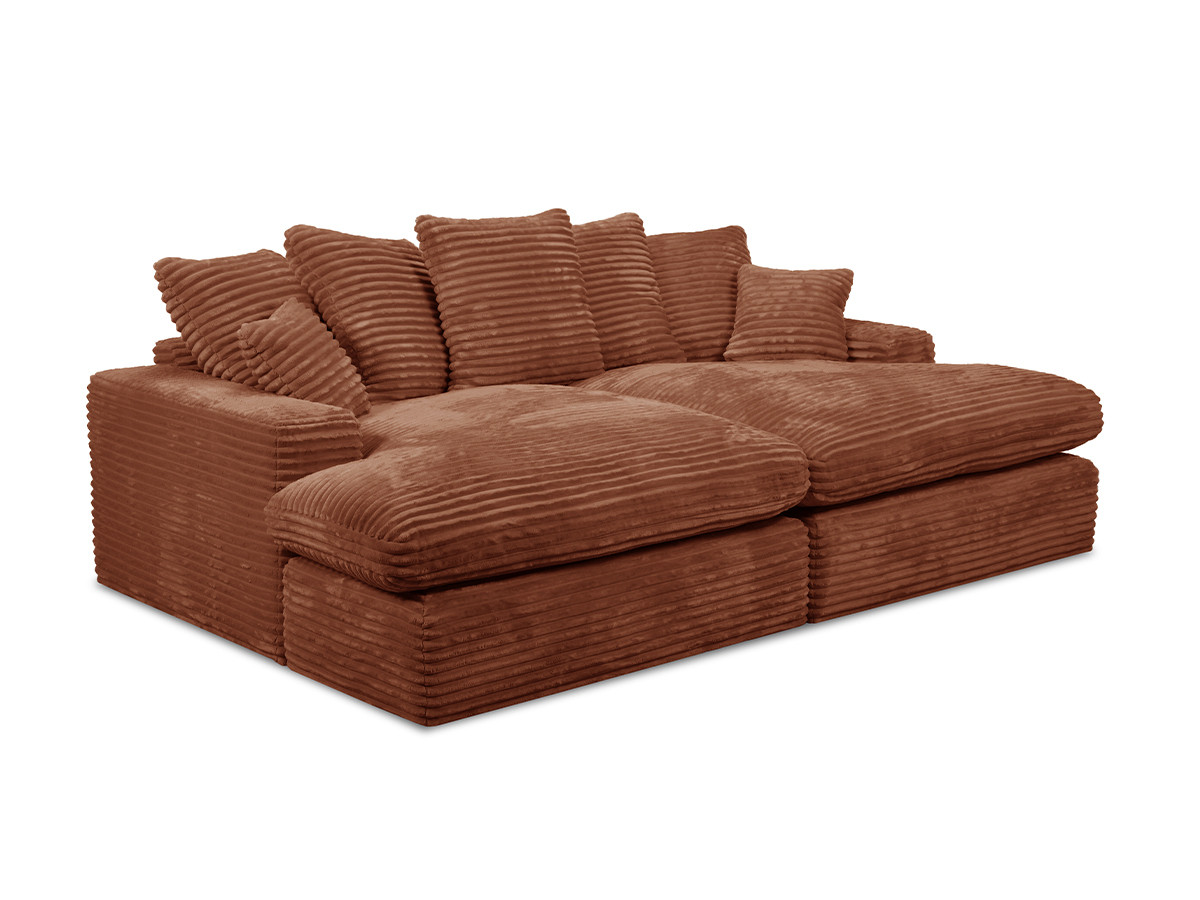 Canapé 3 places causeuse avec assise profonde NEVADA gros côtelé doux orange — vue 6