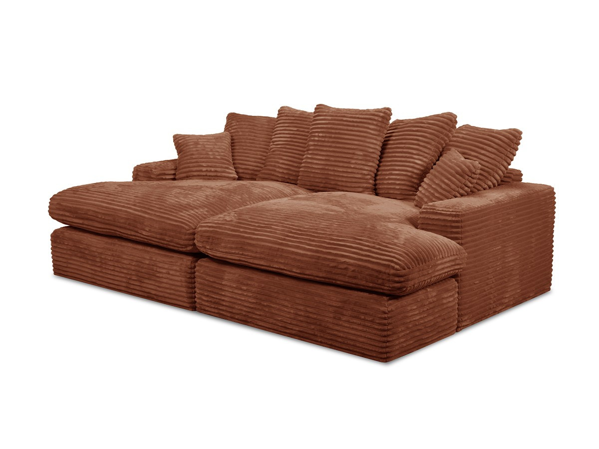 3-zits love seat NEVADA met diepe zitting in zachte grove ribstof
