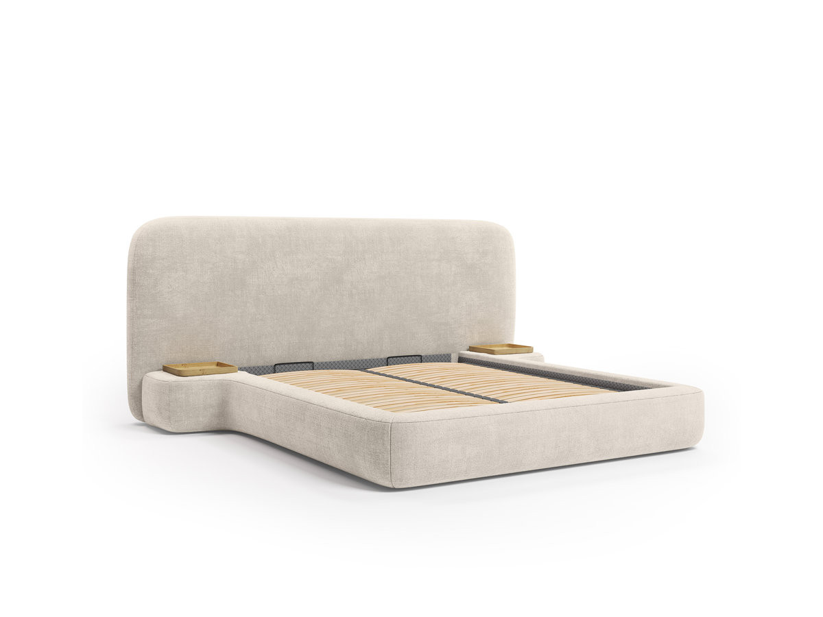 aurae bed met opbergruimte en geïntegreerde nachtkastjes gekleurd beige