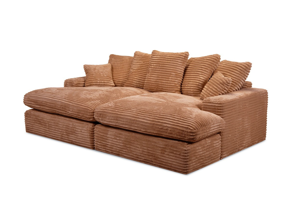 3-zits love seat NEVADA met diepe zitting in zachte grove ribstof