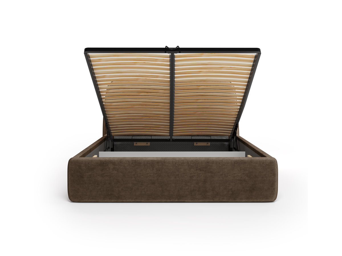 Bed met opbergruimte MOONA in glad fluweel