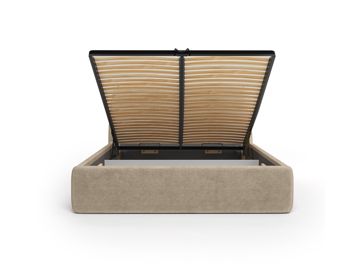 Elektrisch bed met opbergruimte MOONA in glad fluweel