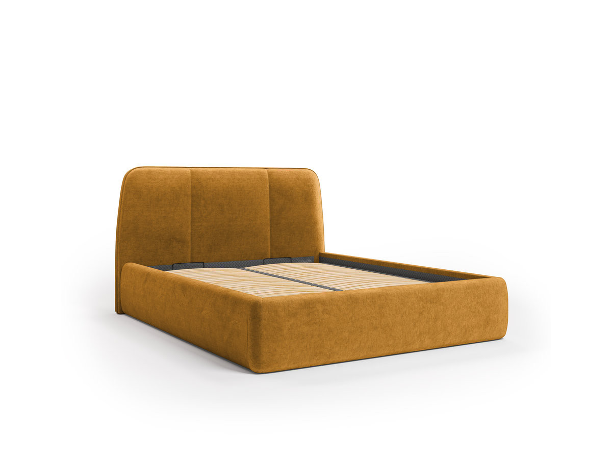 Elektrisch bed met opbergruimte MOONA in glad fluweel