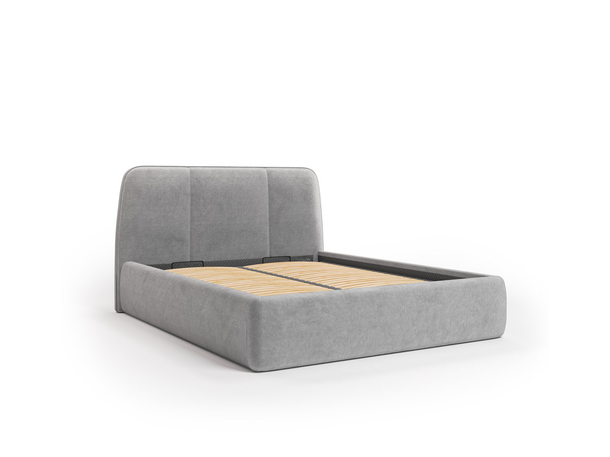 elektrisch bed met opbergruimte moona in glad fluweel gekleurd grijs