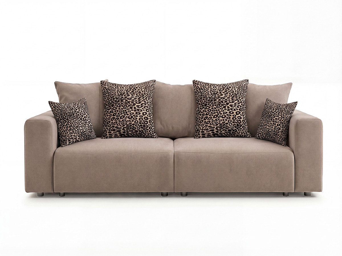 Canapé droit convertible SIDONIE avec coussins à motif léopard — vue 3