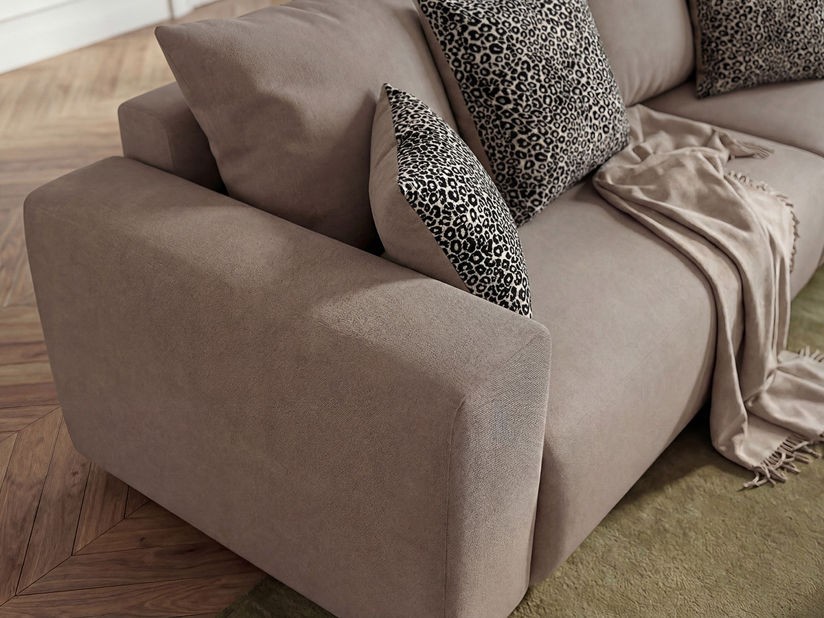 Canapé d'angle convertible réversible coffre SIDONIE avec coussins à motif léopard — vue 6