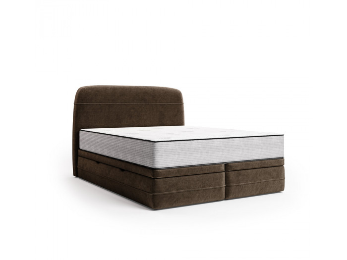 Ensemble avec lit coffre boxspring VELORA velours lisse + matelas NICE