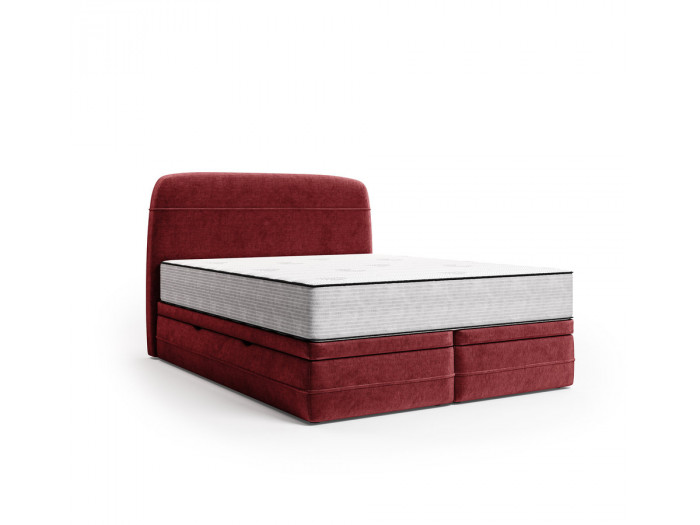 Ensemble avec lit coffre boxspring VELORA velours lisse + matelas NICE
