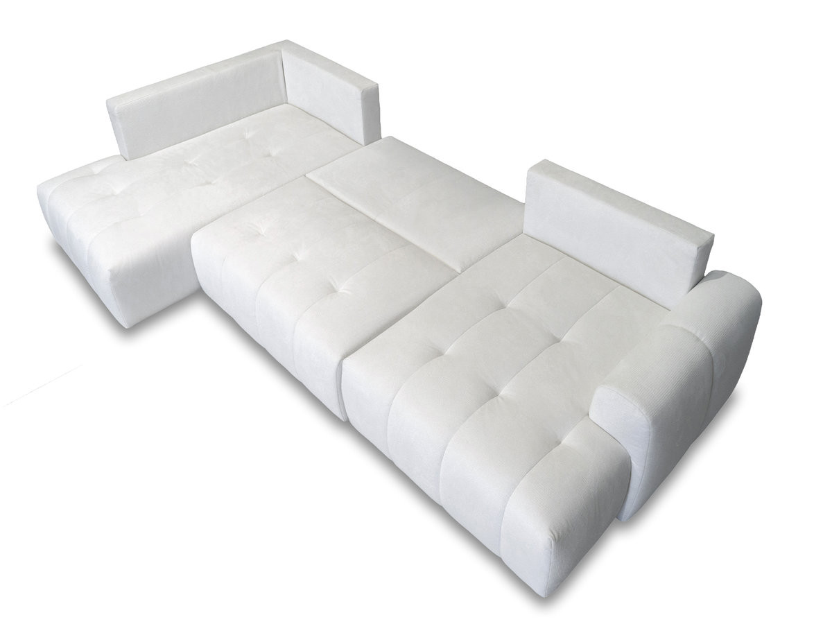 Canapé panoramique convertible ROXELANE tissu chiné avec pouf