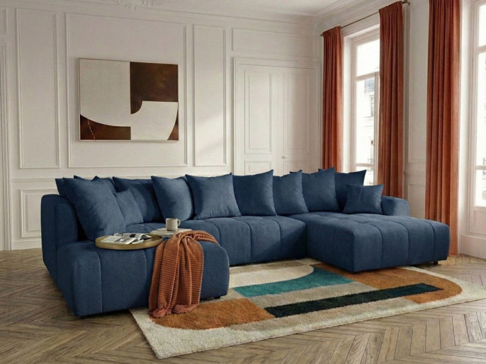 Canapé panoramique convertible ROXELANE tissu chiné