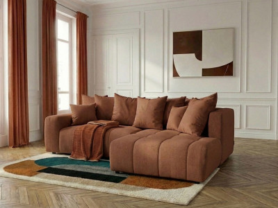 Canapé d'angle L convertible coffre ROXELANE tissu chiné