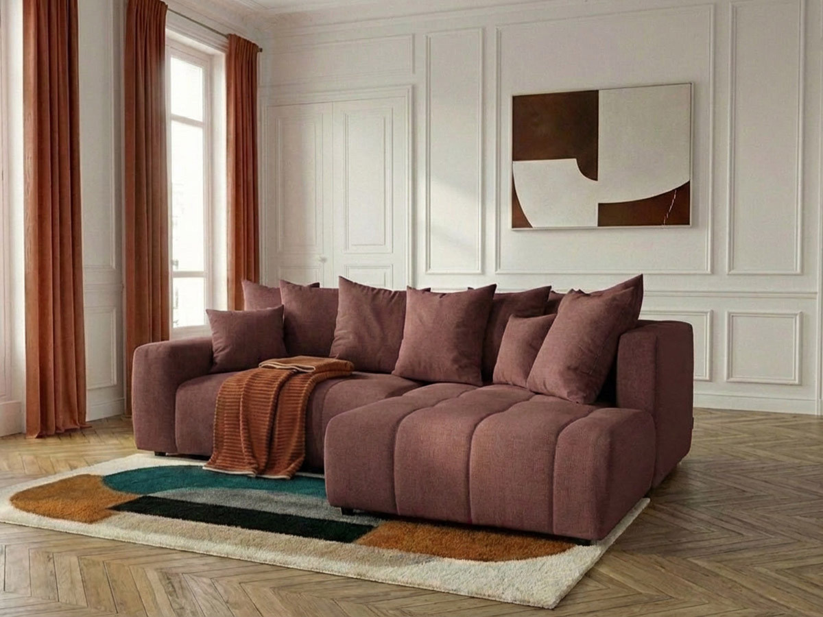 Canapé d'angle L convertible coffre ROXELANE tissu chiné