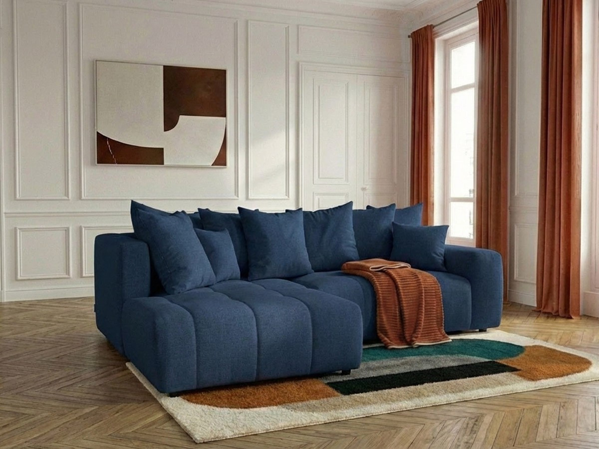 Canapé d'angle L convertible coffre ROXELANE tissu chiné