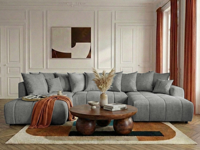 Canapé panoramique convertible ROXELANE tissu chiné