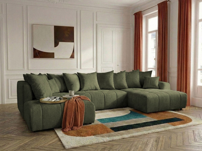 Canapé panoramique convertible ROXELANE tissu chiné