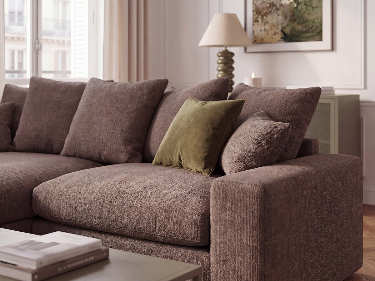 Canapé d'angle réversible compact NEVADA tissu lisse