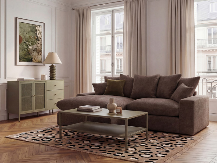 Canapé d'angle réversible compact NEVADA tissu lisse
