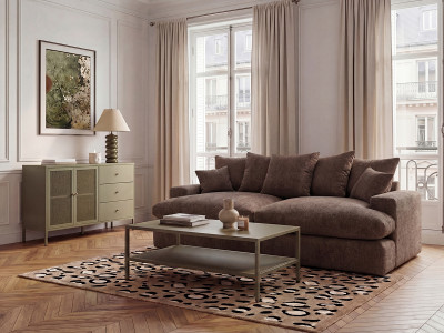 Canapé 3 places causeuse avec assise profonde NEVADA tissu chenille