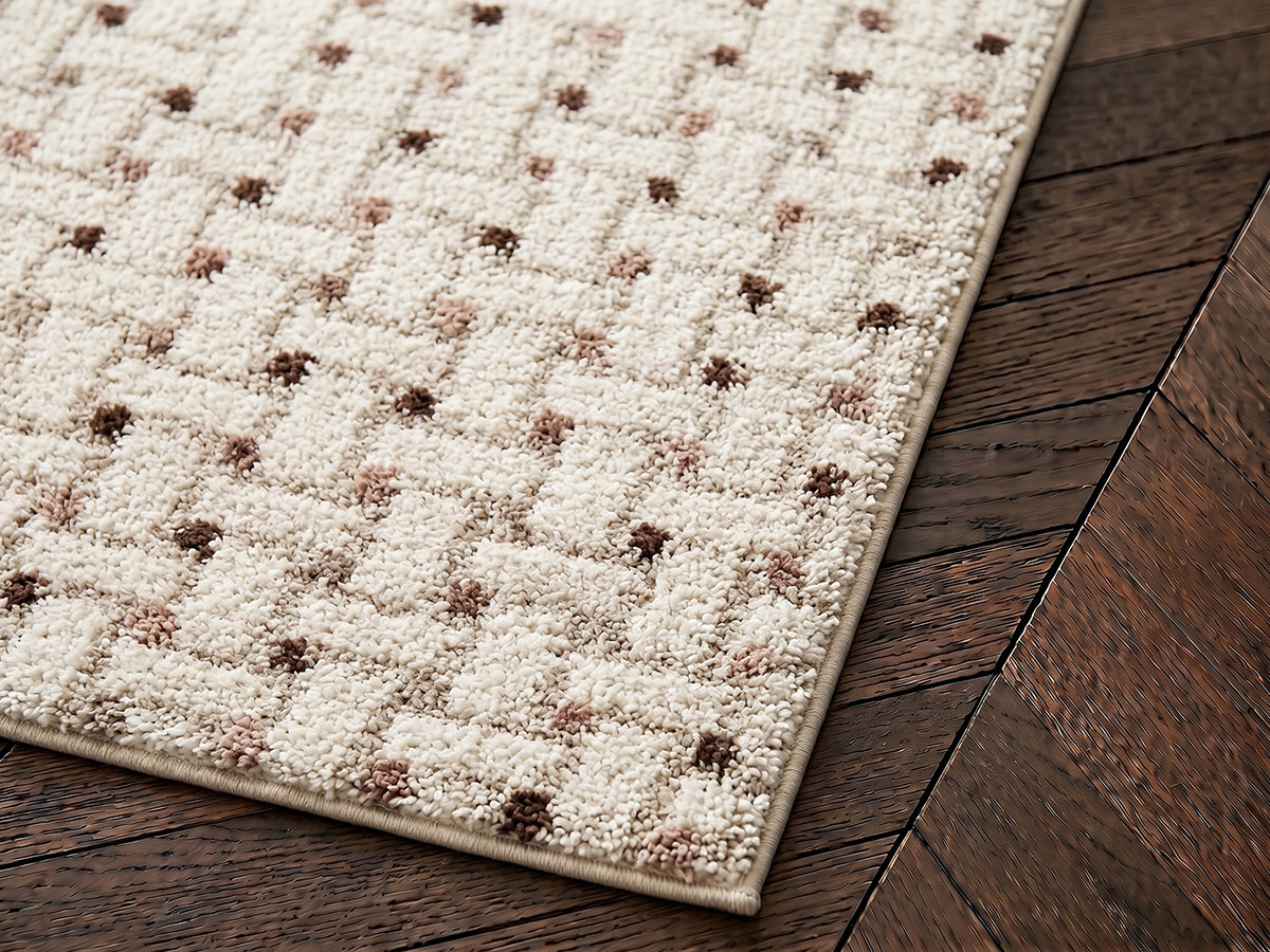 Tapis poils longs MIZAI motif graphique beige — vue 4
