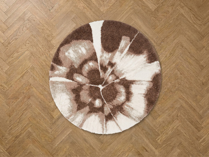 Tapis rond poils longs MOCCA motif abstrait