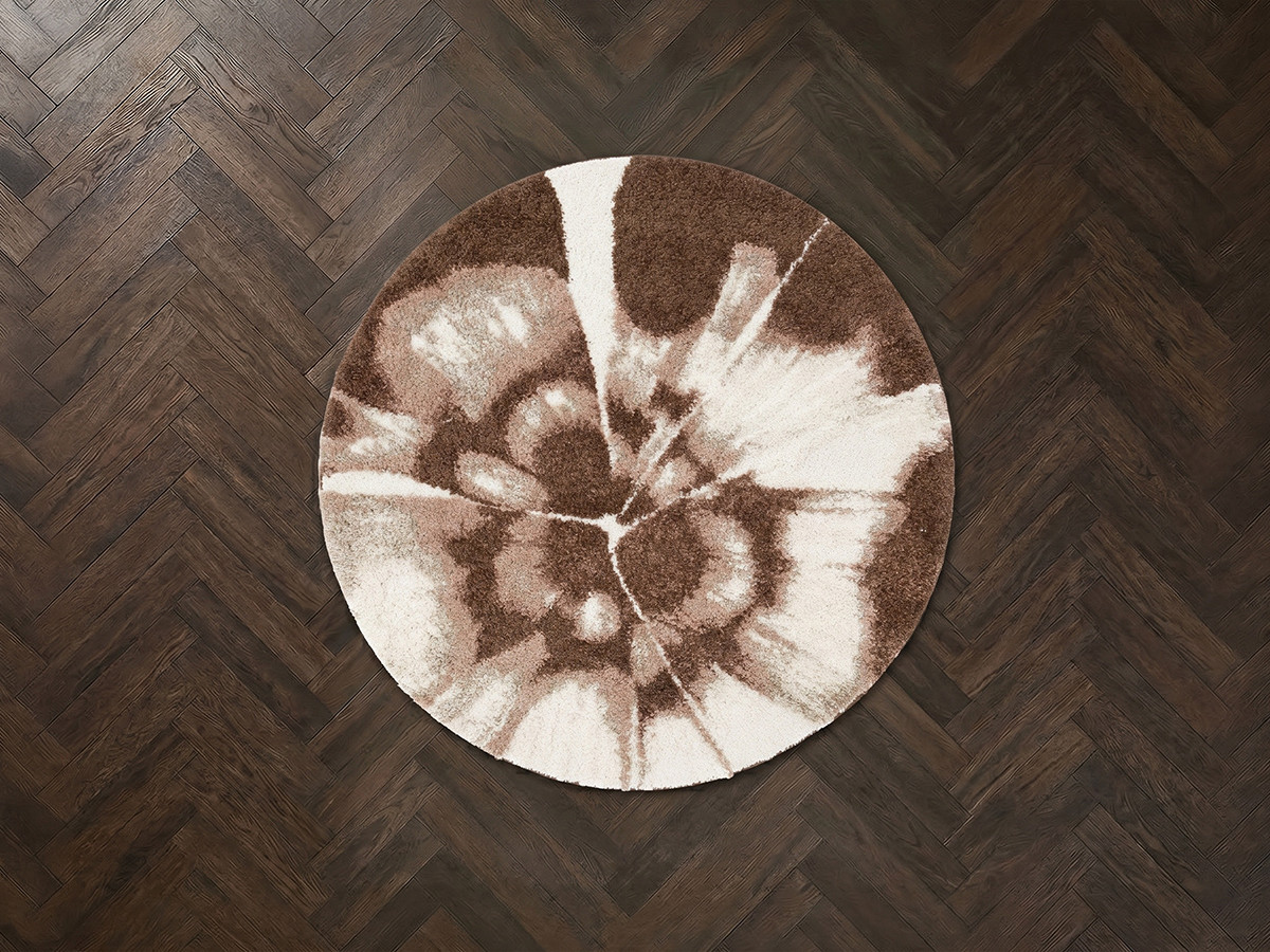 Rond hoogpolig vloerkleed MOCCA met abstract motief