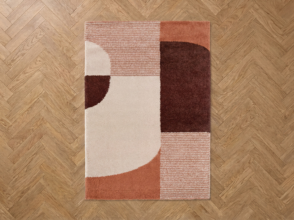 Tapis poils longs SORELLA motif graphique beige