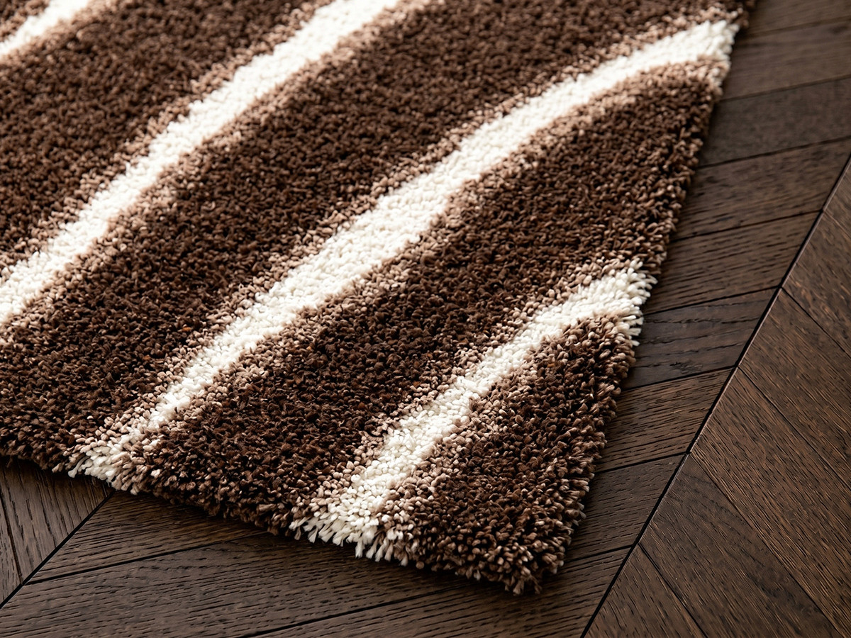 Tapis poils longs TIRASU motif abstrait marron — vue 5