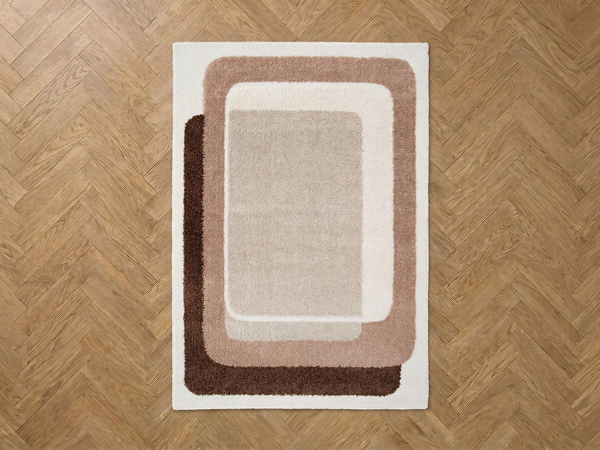 Tapis poils longs KARE motif graphique marron — vue 5