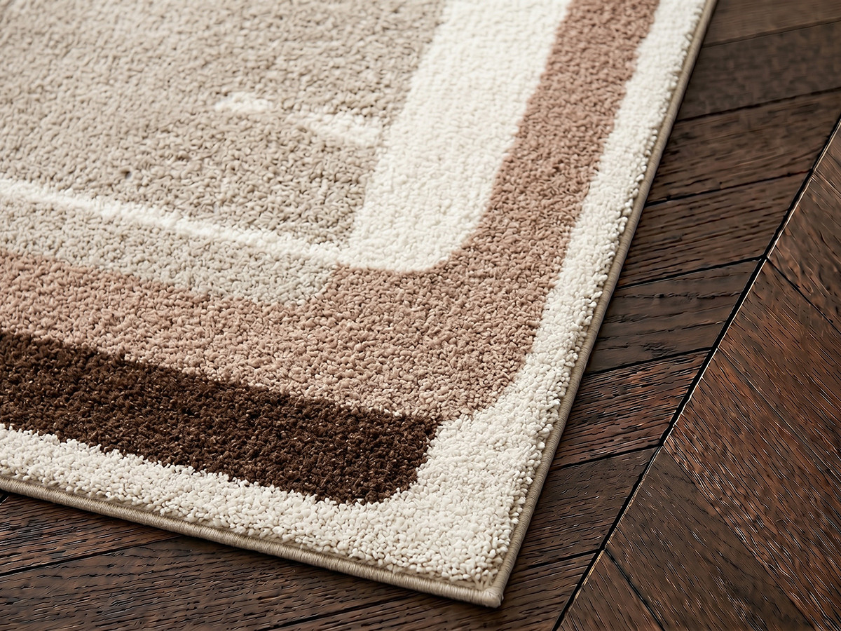 Tapis poils longs KARE motif graphique marron — vue 4