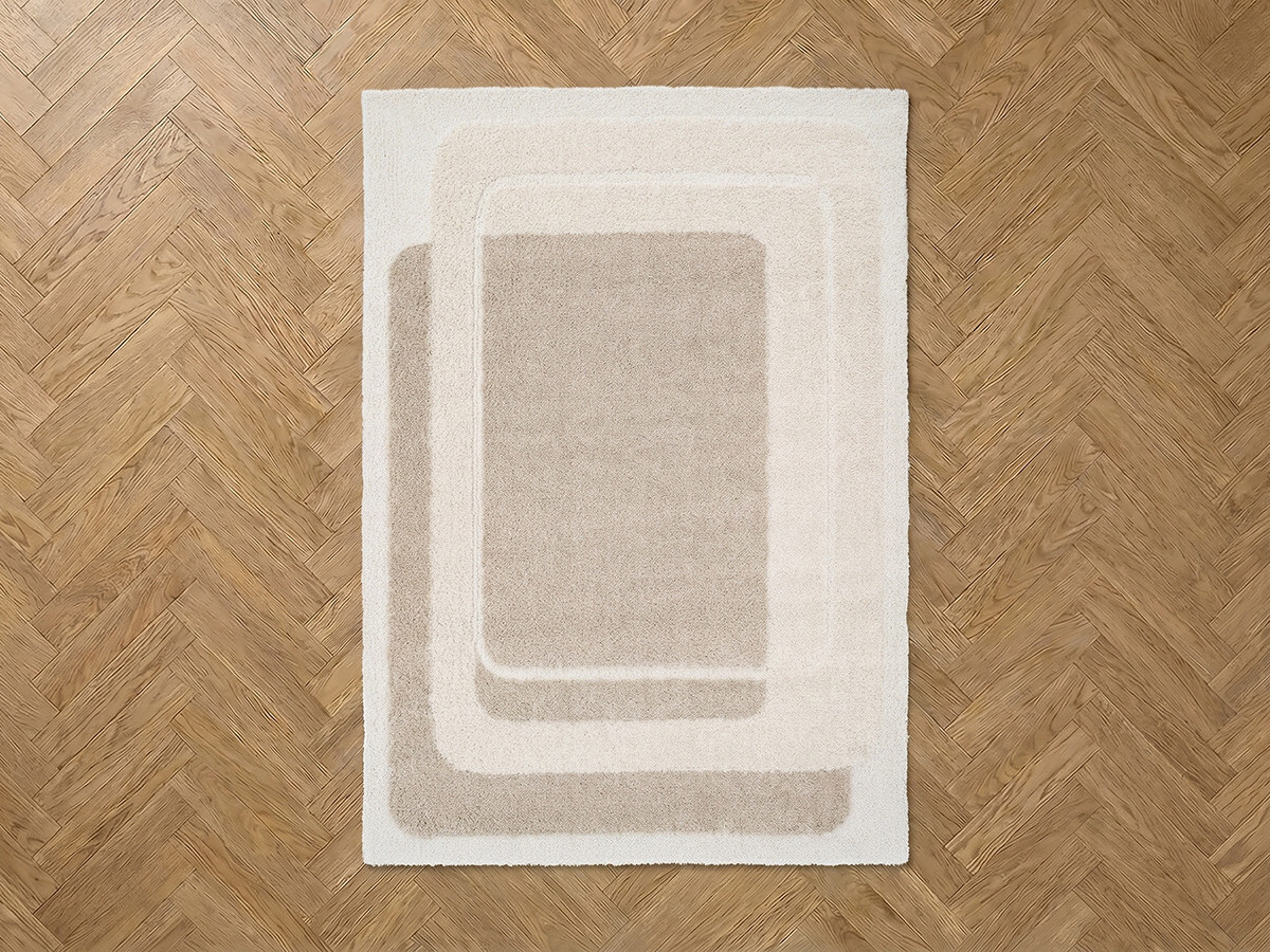 Tapis poils longs KARE motif graphique beige — vue 5