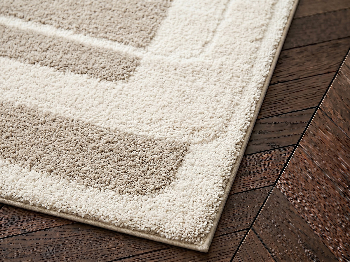 Tapis poils longs KARE motif graphique beige — vue 4
