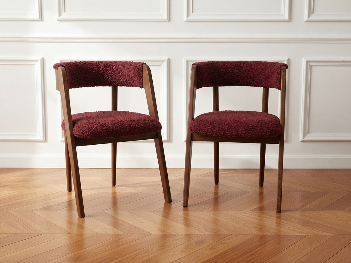 Lot de 2 chaises BASTIDE placage chêne massif et tissu bouclette