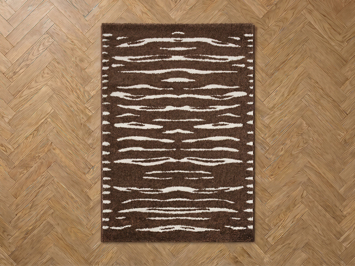 Tapis poils longs TAVARO motif abstrait marron — vue 5