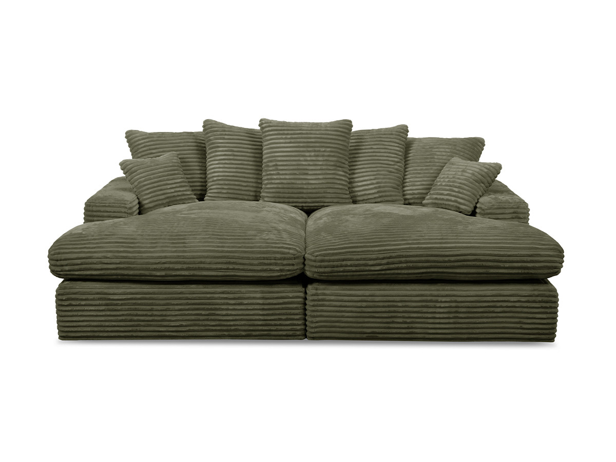 Canapé 3 places causeuse avec assise profonde NEVADA gros côtelé doux vert — vue 3