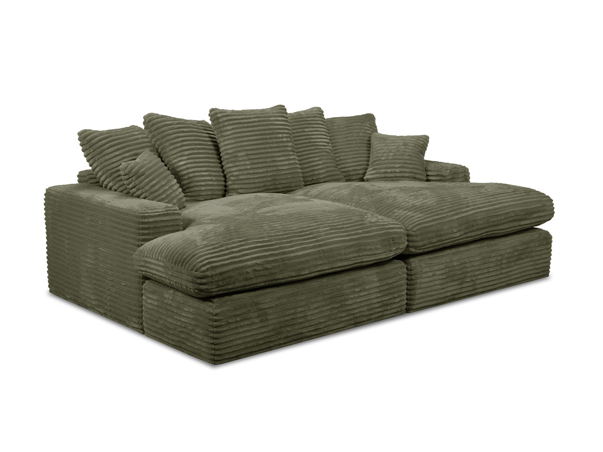 Canapé 3 places causeuse avec assise profonde NEVADA gros côtelé doux vert — vue 6