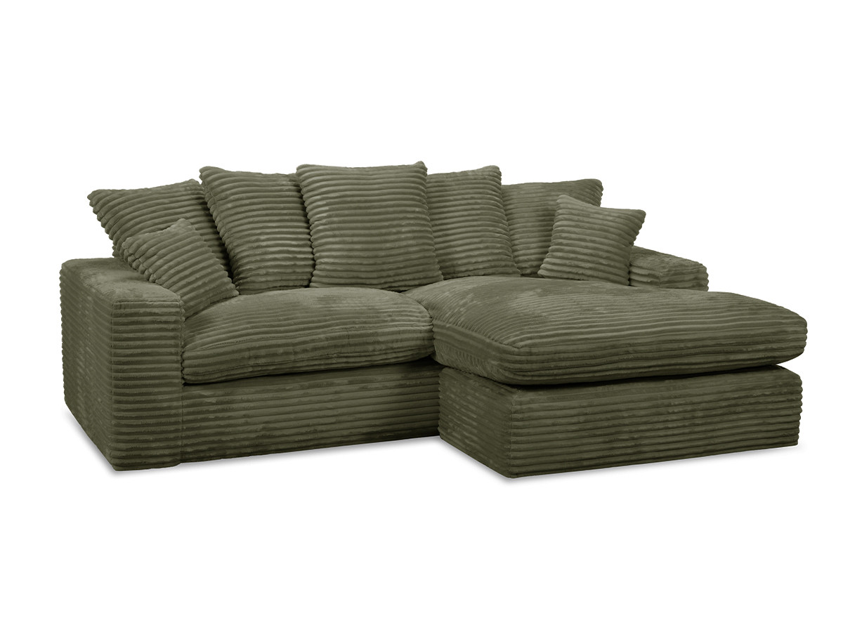 Canapé d'angle réversible compact NEVADA gros côtelé doux vert — vue 6