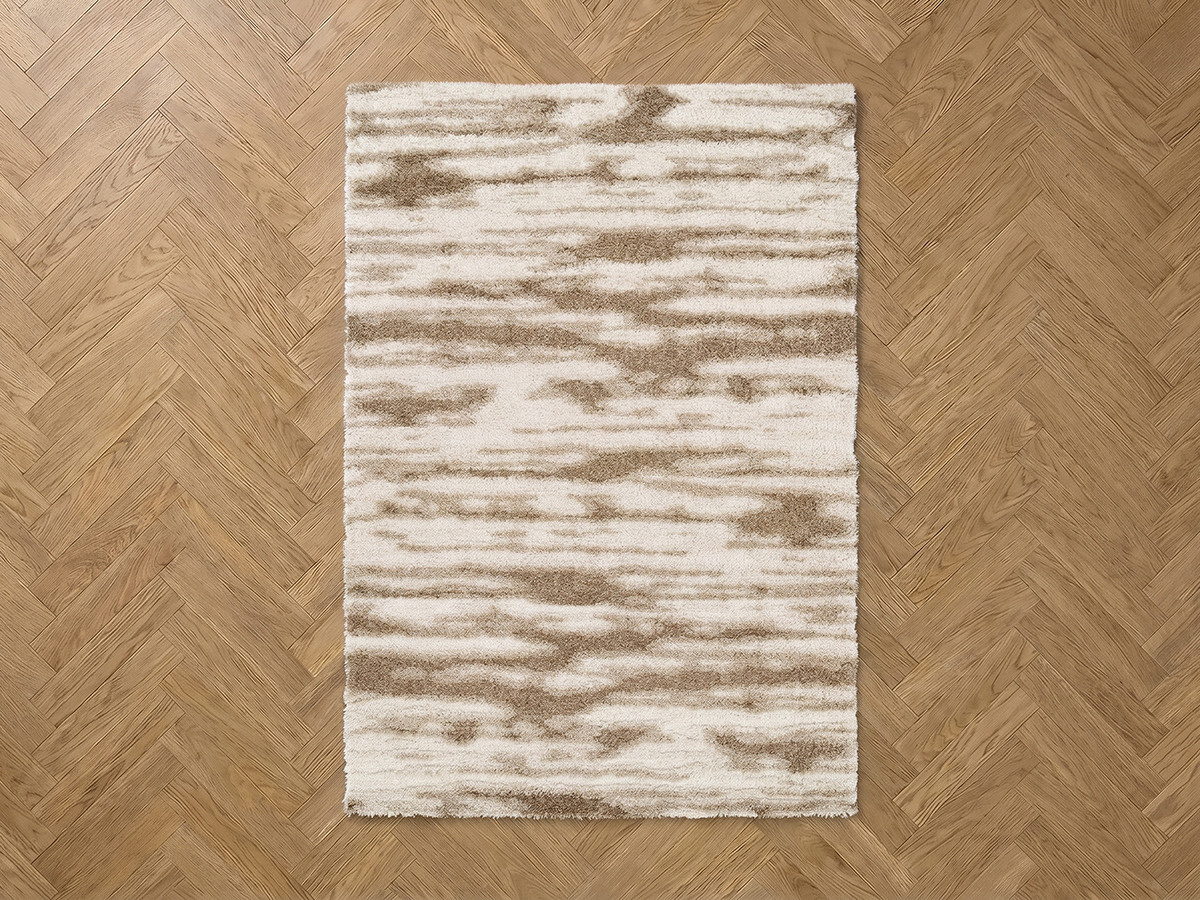 Tapis poils longs TELIRA motif abstrait marron — vue 5