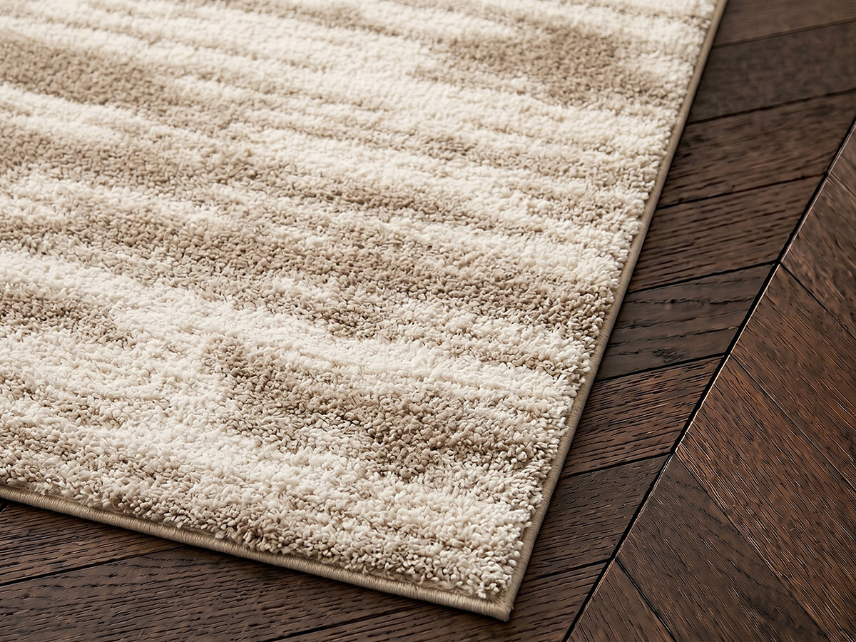Tapis poils longs TELIRA motif abstrait marron — vue 4