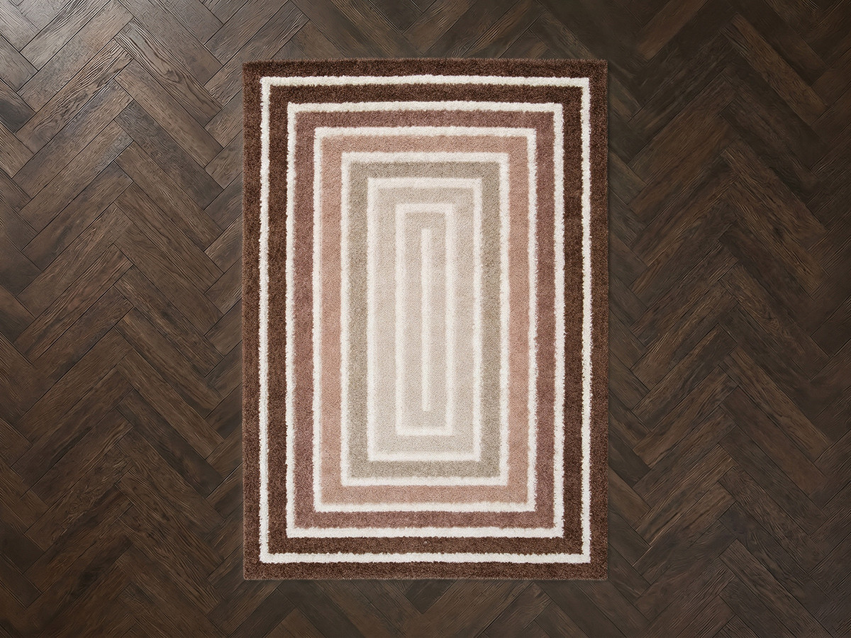 Tapis poils longs LYZZO motif graphique marron — vue 5