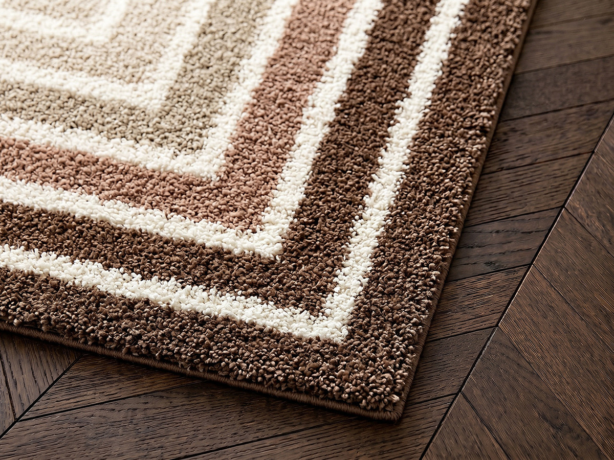 Tapis poils longs LYZZO motif graphique marron — vue 4