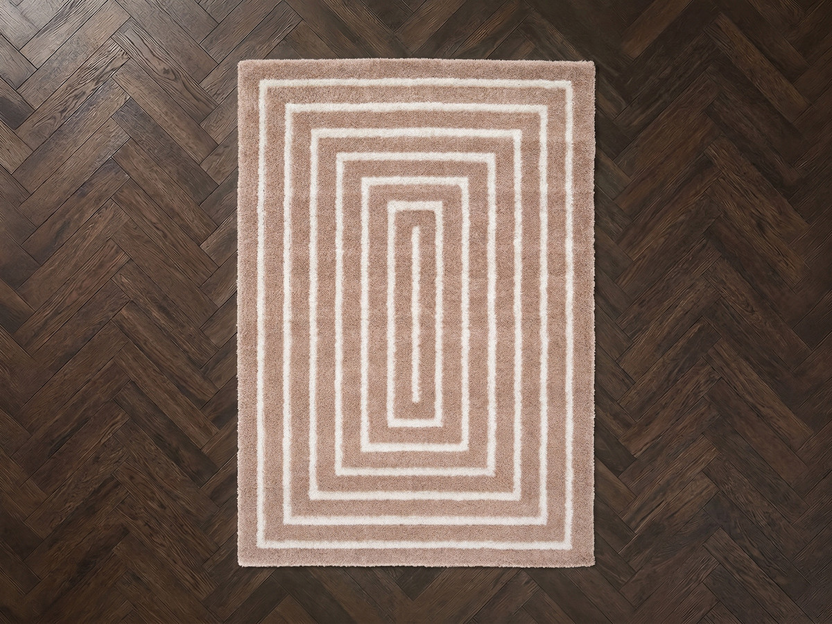 Tapis poils longs LYZZO motif graphique beige — vue 5