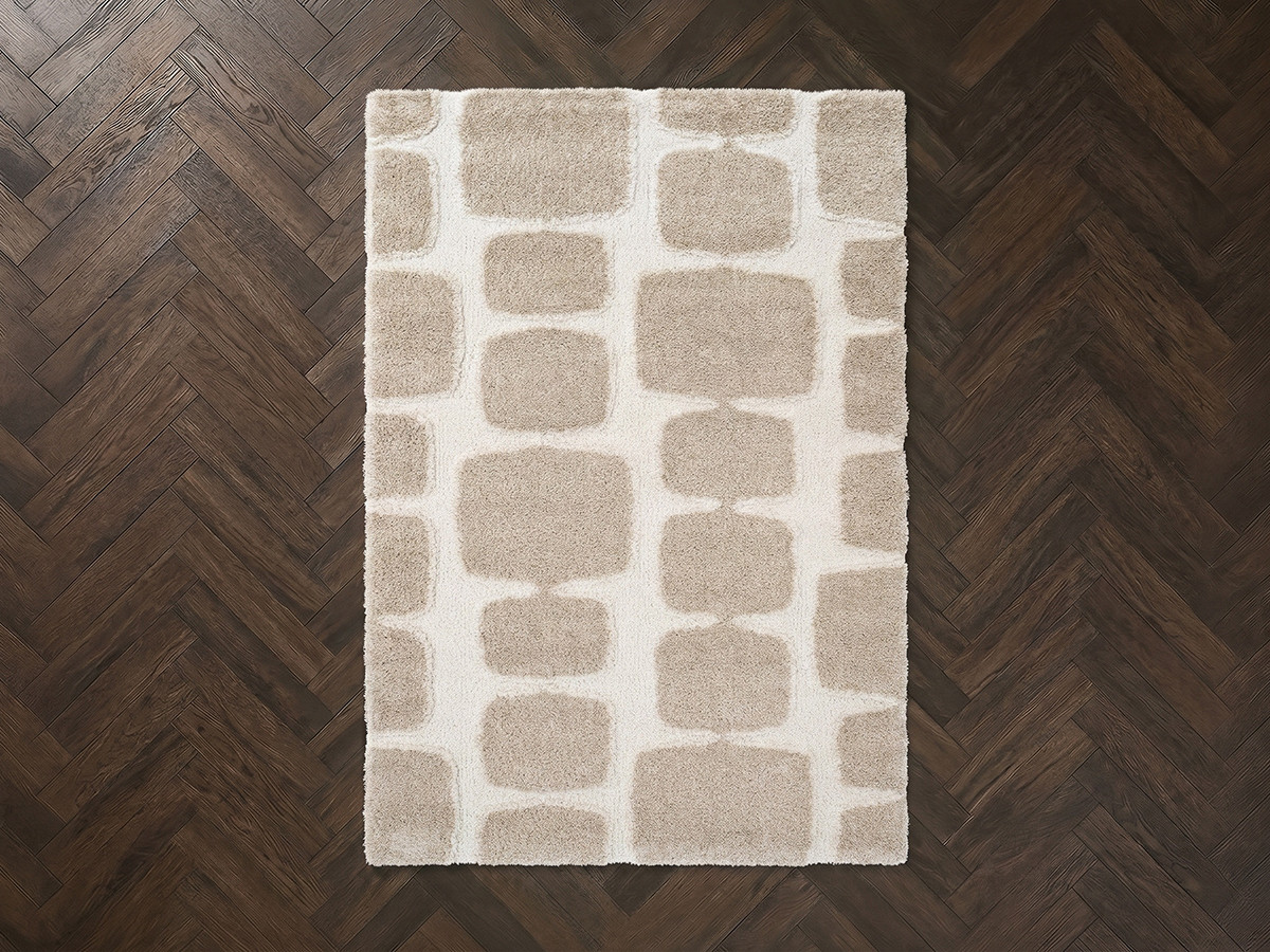 Tapis poils longs CHINO motif abstrait beige — vue 5