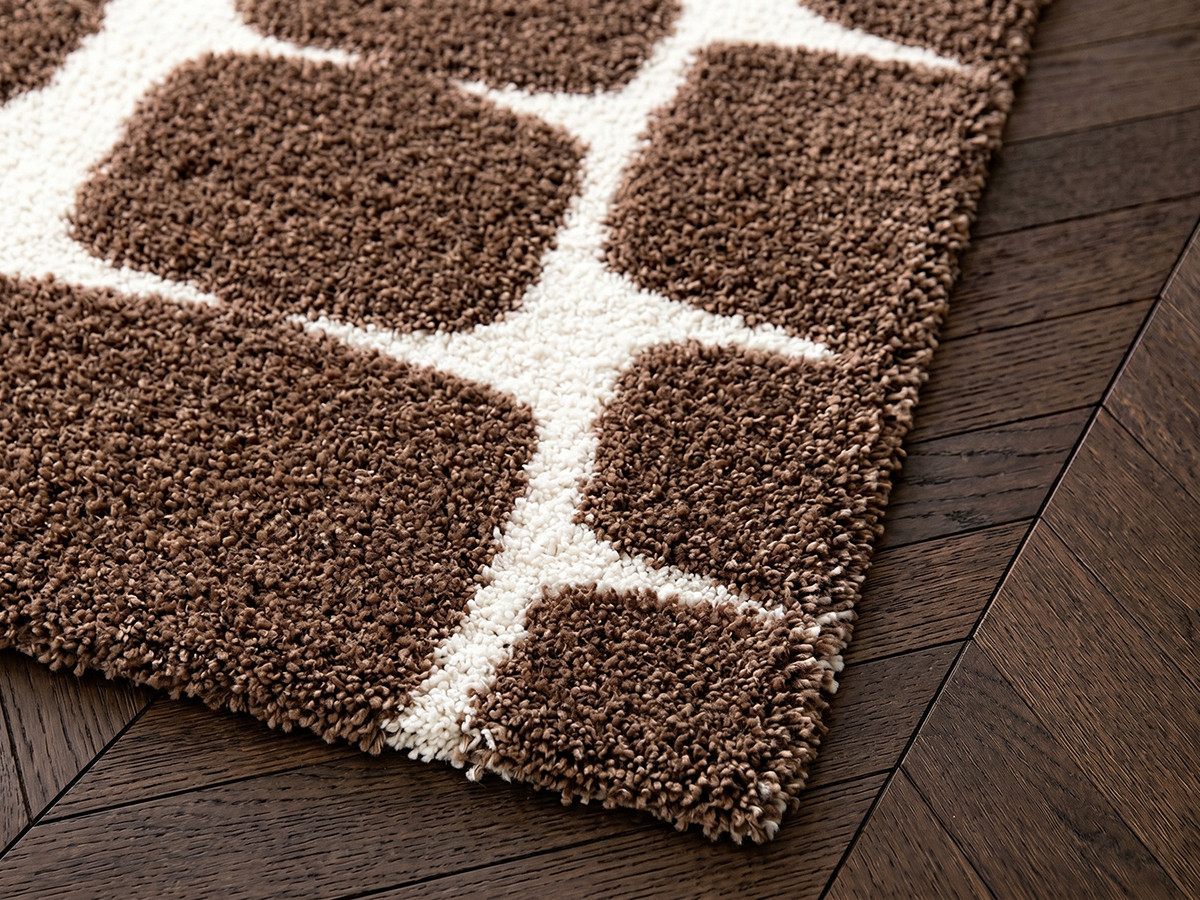 Tapis poils longs CHINO motif abstrait marron — vue 4