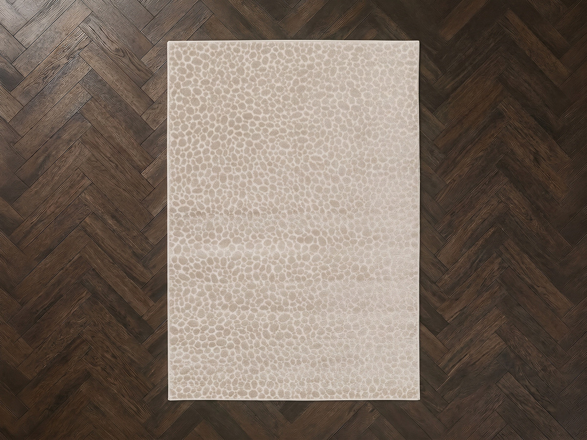 Tapis poils ras GISO motif abstrait beige